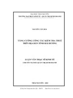 Tăng cường công tác kiểm tra thuế trên địa bàn tỉnh Hải Dương (LV thạc sĩ)