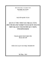 Quản lý thu thuế giá trị gia tăng đối với doanh nghiệp ngoài quốc doanh trên địa bàn thành phố Quy Nhơn, tỉnh Bình Địn
