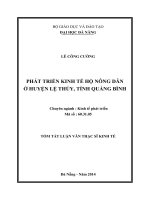 Phát triển kinh tế hộ nông dân ở huyện Lệ Thủy, tỉnh Quảng Bình