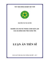 Nghiên cứu rủi ro trong chăn nuôi lợn của hộ nông dân tỉnh Hưng Yên (LA tiến sĩ)