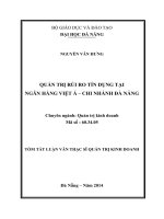 Quản trị rủi ro tín dụng tại Ngân hàng Việt Á - Chi nhánh Đà Nẵng