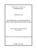 Phát triển dịch vụ thanh toán quốc tế tại Ngân hàng Thương mại Cổ phần Sài Gò