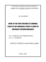 hoạt động xét xử sơ thẩm vụ án hình sự của tòa án nhân dân cấp tỉnh tại miền đông nam bộ việt nam hiện nay astract 