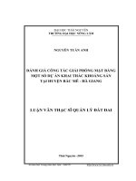 Đánh giá công tác giải phóng mặt bằng một số dự án khai thác khoáng sản tại huyện Bắc Mê  Hà Giang (LV thạc sĩ)