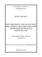 Phát triển dịch vụ thẻ tại Ngân hàng Nông nghiệp và Phát triển Nông thôn chi nhánh huyện Phước Sơn, tỉnh Quảng Na