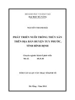 Phát triển nuôi trồng thủy sản trên địa bàn huyện Tuy Phước, tỉnh Bình Định