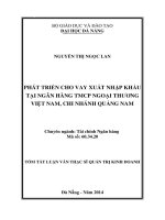 Phát triển cho vay xuất nhập khẩu tại Ngân hàng TMCP Ngoại thương Việt Nam, chi nhánh Quảng Nam