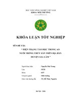 Hiện Trạng Tảo Độc Trong Ao Nuôi Trồng Thủy Sản Trên Địa Bàn Huyện Gia Lâm