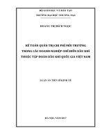 Kế toán quản trị chi phí môi trường trong các doanh nghiệp chế biến dầu khí thuộc Tập đoàn Dầu khí Quốc gia Việt Nam (LA tiến sĩ)