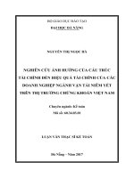 Nghiên cứu ảnh hưởng của cấu trúc tài chính đến hiệu quả tài chính của các doanh nghiệp ngành vận tải niêm yết trên thị trường chứng khoán việt nam