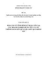 2014 CD 23 báo cáo tình hình sử dụng vốn của các doanh nghiệp tỉnh hưng yên và chính sách liên quan qua kết quả khảo sát 