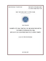 NGHIÊN CỨU ĐẶC TRƯNG CÁC HỆ SINH THÁI RỪNG VEN BIỂN Ở TỈNH QUẢNG TRỊ; ĐỀ XUẤT CÁC GIẢI PHÁP BẢO VỆ VÀ PHÁT TRIỂN