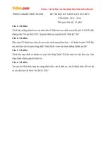 Đề thi học kì 1 môn Lịch sử lớp 9 Phòng GDĐT Bình Thạnh, TP.HCM năm học 2015  2016 