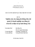 BÁO cáo TỔNG hợp kết QUẢ NGHIÊN cứu đề tài KHOA học TỈNH HƯNG yên 15 01 10 