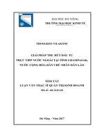 Giải pháp thu hút đầu tư trực tiếp nước ngoài tại tỉnh champasak, nước cộng hòa dân chủ nhân dân lào