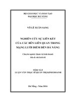 Nghiên cứu sự liên kết của các bên liên quan trong mạng lưới điểm đến đà nẵng