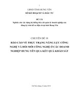 2014 CD 18 báo cáo về thực trạng năng lực công nghệ và đổi mới công nghệ ở các doanh nghiệp hưng yên qua kết quả khảo sát