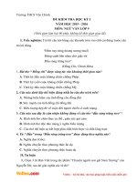 Đề thi học kì 1 môn Ngữ văn lớp 9 trường THCS Yên Chính, Nam Định năm 2015  2016 