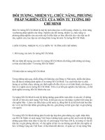 ĐỐI TƯỢNG, NHIỆM VỤ, CHỨC NĂNG, PHƯƠNG PHÁP NGHIÊN CỨU CỦA MÔN TƯ TƯỞNG HỒ CHÍ MINH