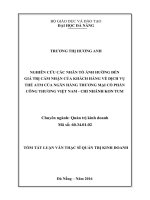 Nghiên cứu các nhân tố ảnh hưởng đến giá trị cảm nhận của khách hàng về dịch vụ thẻ ATM của ngân hàng thương mại cổ phần công thương việt nam   chi nhánh kon tum