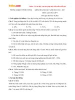 Đề thi học kì 1 môn Lịch sử lớp 9 Phòng GDĐT Vĩnh Tường, Vĩnh Phúc năm học 2016  2017 