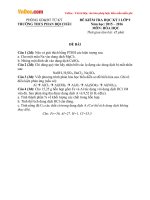 Đề thi học kì 1 môn Hóa học lớp 9 trường THCS Phan Bội Châu, Hải Dương năm 2015  2016 