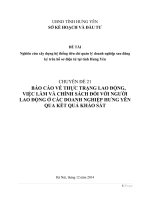 2014 CD 21 báo cáo về thực trạng lao động, việc làm và chính sách đối với người lao động ở các doanh nghiệp hưng yên qua kết quả khảo sát 