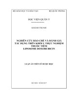 Nghiên cứu bào chế và đánh giá tác dụng trên khối u thực nghiệm thuốc tiêm chứa Liposome doxorubicin