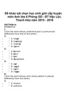 Đề khảo sát chọn học sinh giỏi cấp huyện môn anh lớp 8 phòng GD