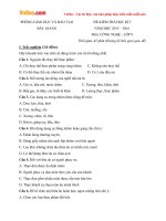 Đề thi học kì 1 môn Công nghệ lớp 9 Phòng GDĐT Bắc Giang năm học 2015  2016 