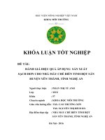 Đánh Giá Hiệu Quả Áp Dụng Sản Xuất Sạch Hơn Cho Nhà Máy Chế Biến Tinh Bột Sắn Huyện Yên Thành, Tỉnh Nghệ An