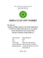 Đánh Giá Hiện Trạng Cấp Nước Sinh Hoạt Và Đề Xuất Quản Lý, Sử Dụng Nước Sinh Hoạt Tại Xã Kim Liên, Huyện Nam Đàn, Tỉnh Nghệ An