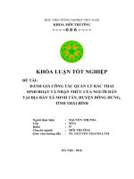Đánh Giá Công Tác Quản Lý Rác Thải Sinh Hoạt Và Nhận Thức Của Người Dân Tại Địa Bàn Xã Minh Tân, Huyện Đông Hưng, Tỉnh Thái Bình