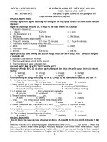 Đề thi học kỳ 1 môn tiếng Anh lớp 9 tỉnh Vĩnh Phúc năm học 2015  2016 có đáp án 