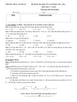 Đề thi học kì 1 môn Vật Lý lớp 9 trường THCS Tam Hưng, Hà Nội năm 2015  2016 