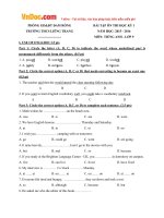 Bài tập ôn thi học kỳ 1 môn tiếng Anh lớp 9 trường THCS Liêng Trang, Lâm Đồng năm học 2015  2016 