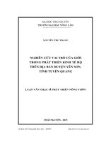 Nghiên cứu vai trò của giới trong phát triển kinh tế hộ trên địa bàn huyện Yên Sơn, tỉnh Tuyên Quang (LV thạc sĩ)