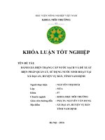 Đánh Giá Hiện Trạng Cấp Nước Sạch Và Đề Xuất Biện Pháp Quản Lý Sử Dụng Nước Sinh Hoạt Tại Xã Đại An, Huyện Vụ Bản, Tỉnh Nam Định