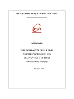 Xác định bài viết chứa ý định người dùng trên diễn đàn (LV thạc sĩ)