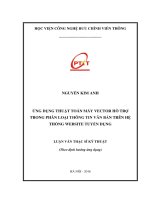 Ứng dụng thuật toán máy vector hỗ trợ trong  phân loại thông tin văn bản trên hệ thống website tuyển dụng (LV thạc sĩ)
