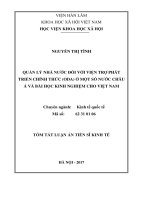 Quản lý nhà nước đối với viện trợ phát triển chính thức (ODA) ở một số nước Châu Á và bài học kinh nghiệm cho Việt Nam