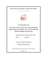 Ứng dụng thuật toán máy vector hỗ trợ trong  phân loại thông tin văn bản trên hệ thống website tuyển dụng (tt)