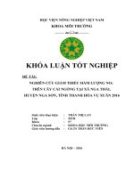 Nghiên Cứu Giảm Thiểu Hàm Lượng No3- Trên Cây Cải Ngồng Tại Xã Nga Thái, Nga Sơn, Tỉnh Thanh Hóa