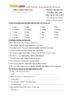 Đề kiểm tra học kỳ 1 môn tiếng Anh lớp 9 huyện Thạch Hà, Hà Tĩnh năm học 2011  2012 