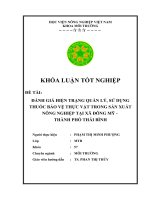 Đánh Giá Hiện Trạng Quản Lý, Sử Dụng Thuốc Bảo Vệ Thực Vật Trong Sản Xuất Nông Nghiệp Tại Xã Đông Mỹ, Thái Bình