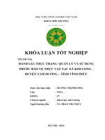 Đánh Giá Thực Trạng Quản Lý Và Sử Dụng Thuốc Bảo Vệ Thực Vật Tại Xã Kim Long, Huyện Tam Dương, Tỉnh Vĩnh Phúc