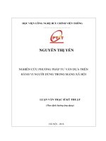 Nghiên cứu phương pháp tư vấn dựa trên hành vi người dùng mạng xã hội (LV thạc sĩ)