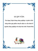Tín dụng Ngân hàng nông nghiệp và phát triển nông thôn góp phần chuyển dịch cơ cấu kinh tế ngành nông nghiệp trên địa bàn tỉnh Thanh Hóa