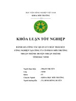 Đánh Giá Công Tác Quản Lý Chất Thải Rắn Công Nghiệp Tại Công Ty Cổ Phần Môi Trường Thuận Thành, Tỉnh Bắc Ninh
