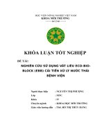 Nghiên Cứu Sử Dụng Vật Liệu ECO-BIO-BLOCK (EBB) Cải Tiến Xử Lý Nước Thải Bệnh Viện